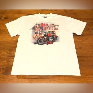 Harley-Davidson White Tee with Vintage Graphic